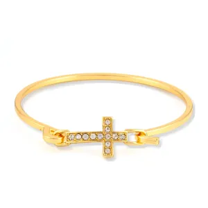 GOLD CROSS RHINESTONE BRACELETS #HNB85313GDCR (HE11)