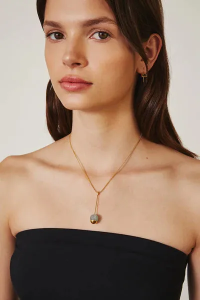 GOLD DIPPED AQUAMARINE PENDANT NECKLACE