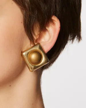 Gold Geometric clip-on earrings