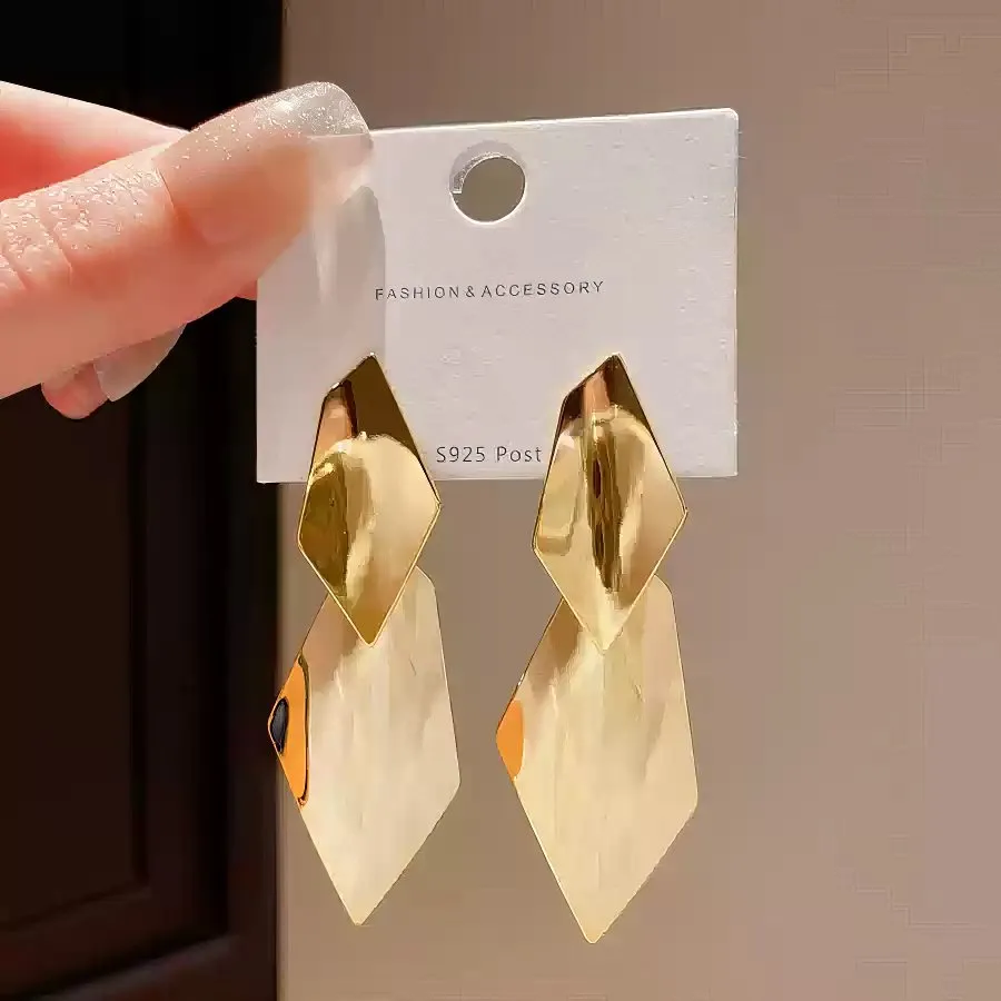 Gold Iridescent Geometric Earrings