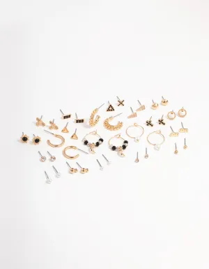 Gold Mixed Stud Earring Pack