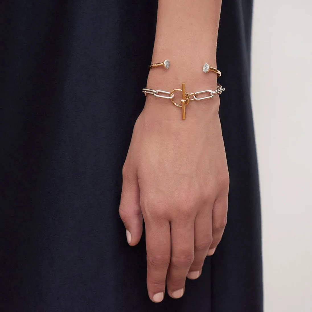 Gold Pave Diamond Nailhead Cuff