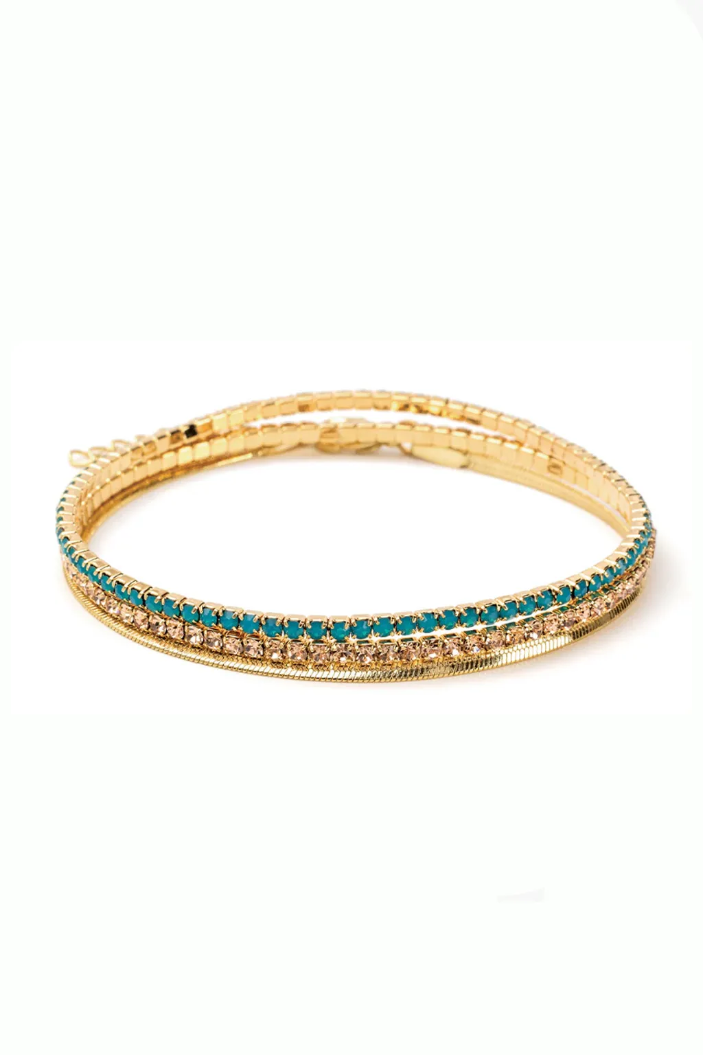 Gold Rhinestone Bracelet Trio
