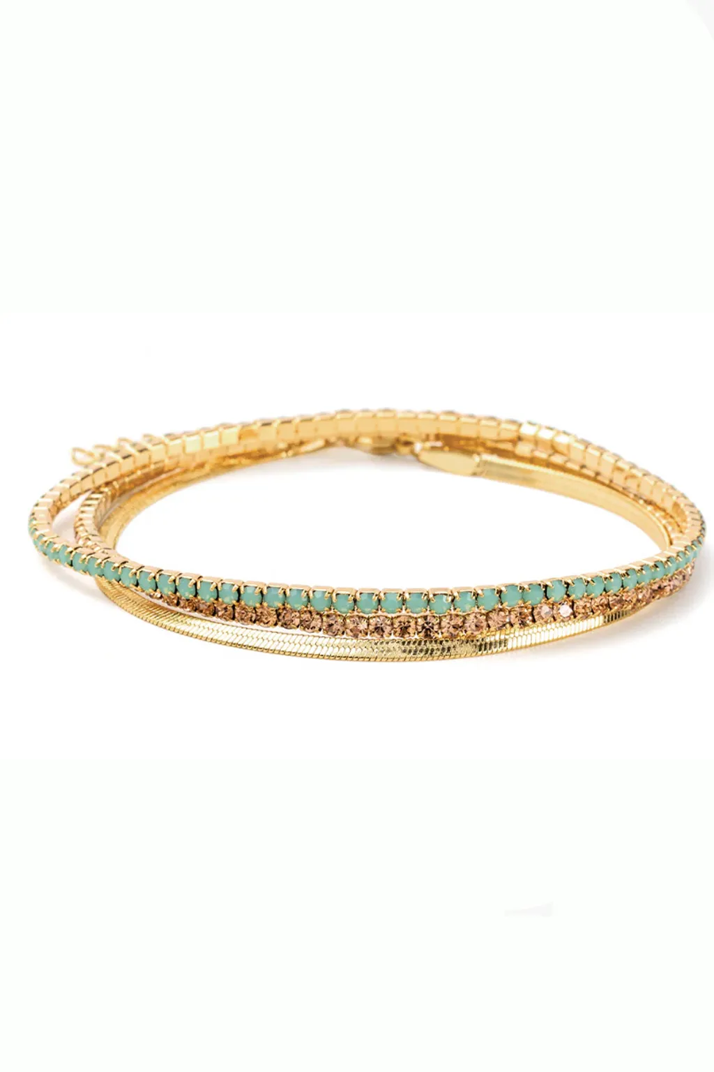 Gold Rhinestone Bracelet Trio