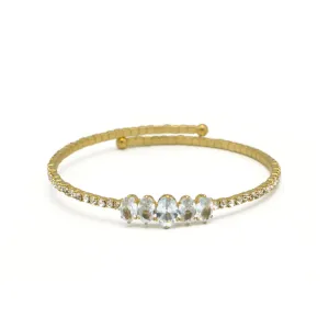 GOLD RHINESTONE CRYSTAL MEMORY WIRE BRACELET #83828CR-G
