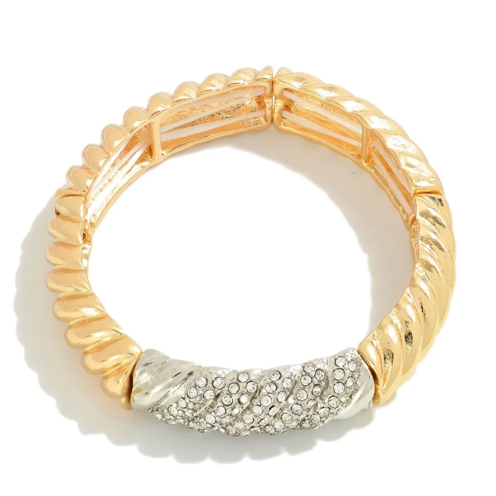 Gold Rhinestone Stretch Bracelet
