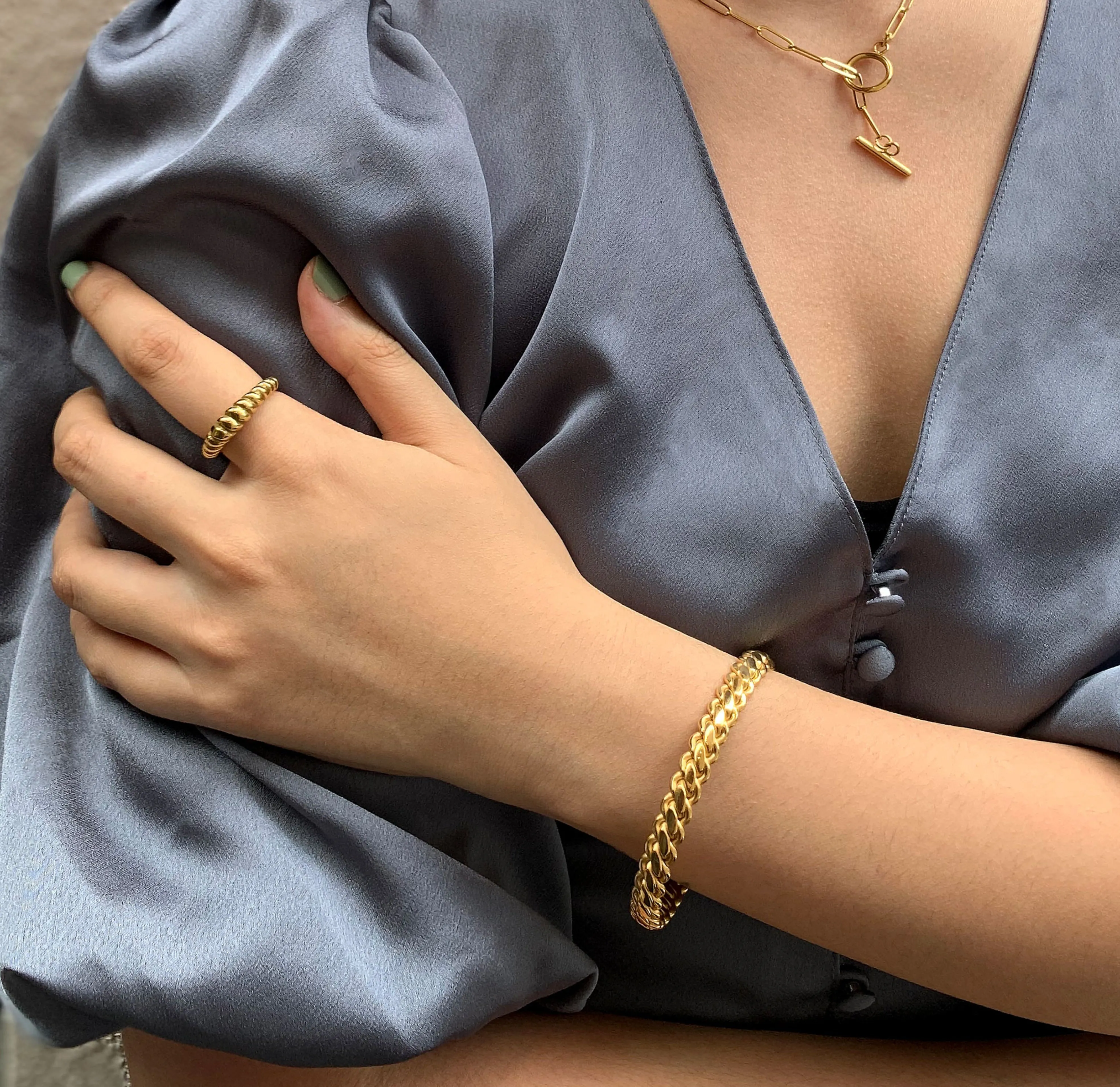 GOLD ROPE CUFF BRACELET - SAMPLE