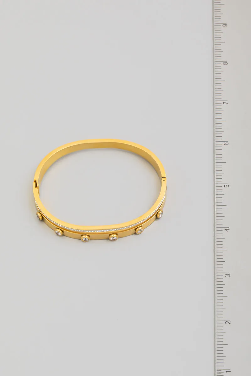 Gold Stainless Steel Rhinestone Studded Bracelet