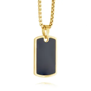 Gold Steel Black Matte Center Dogtag Necklace