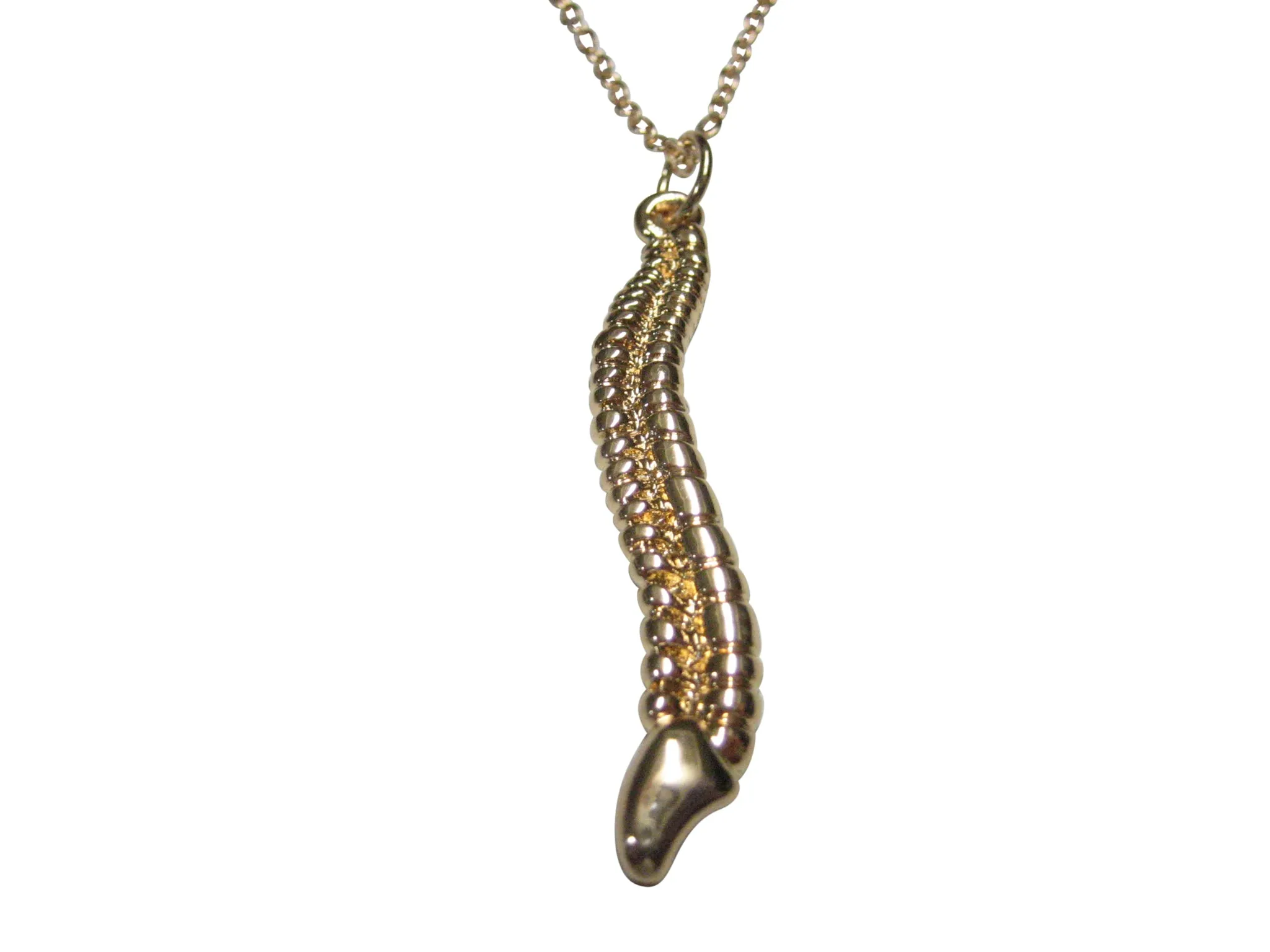 Gold Toned Medical Anatomical Cervical Vertebrae Bone Pendant Necklace