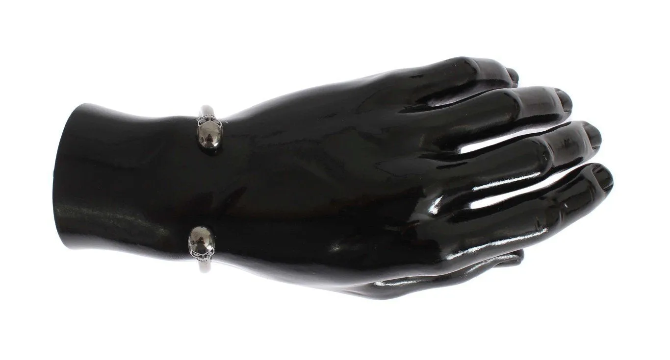 Gray Skull 925 Sterling Bangle Bracelet