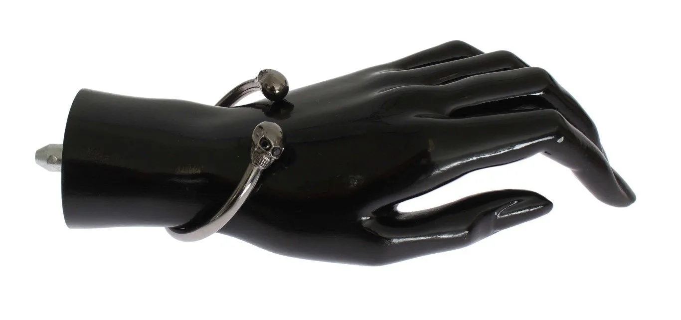 Gray Skull 925 Sterling Bangle Bracelet