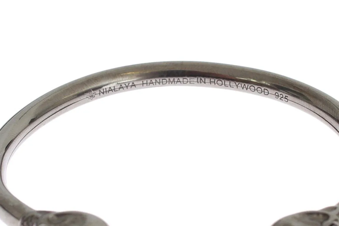Gray Skull 925 Sterling Bangle Bracelet
