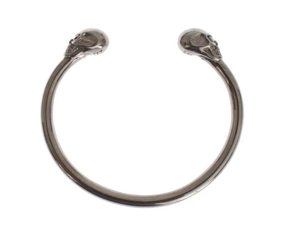Gray Skull 925 Sterling Bangle Bracelet