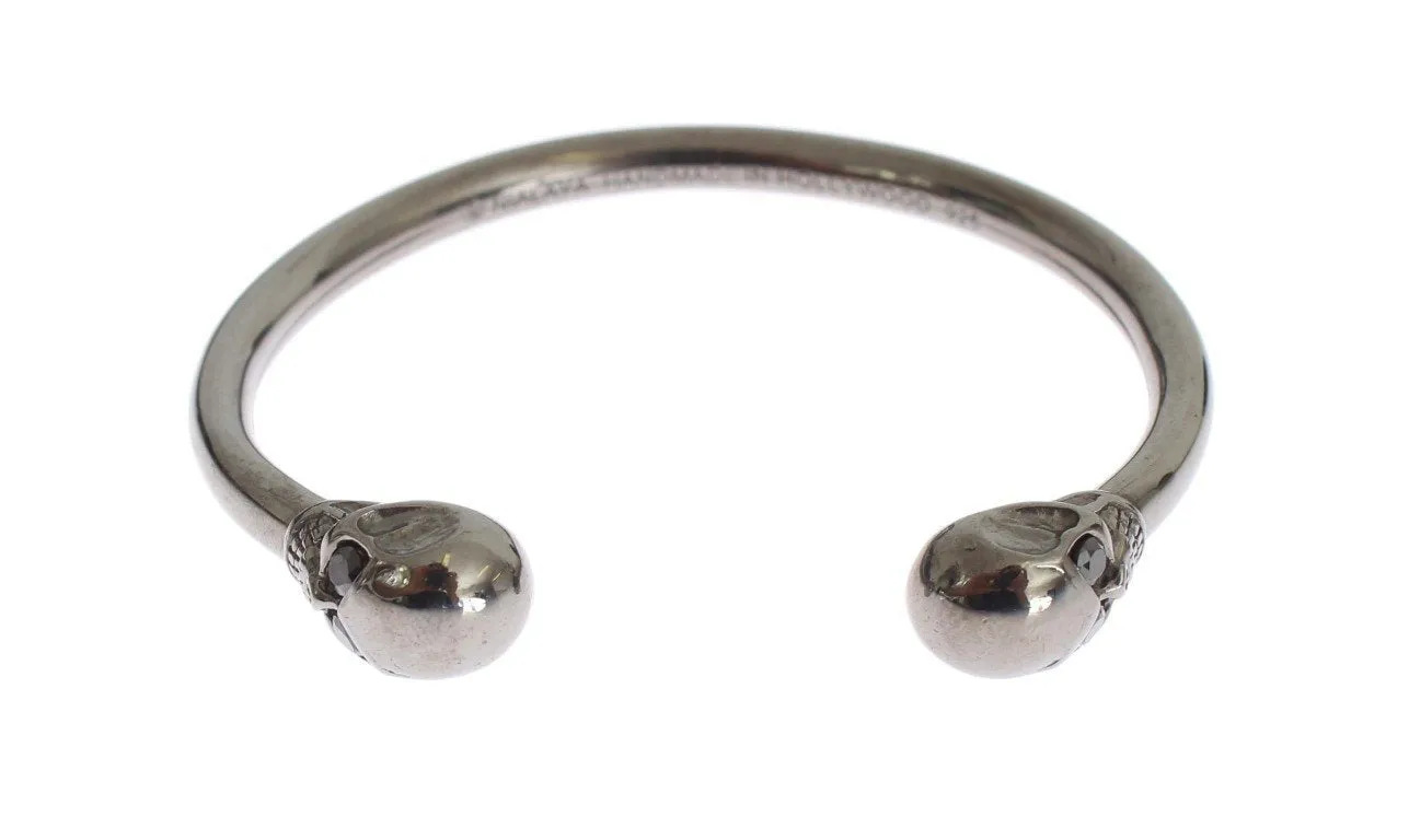 Gray Skull 925 Sterling Bangle Bracelet