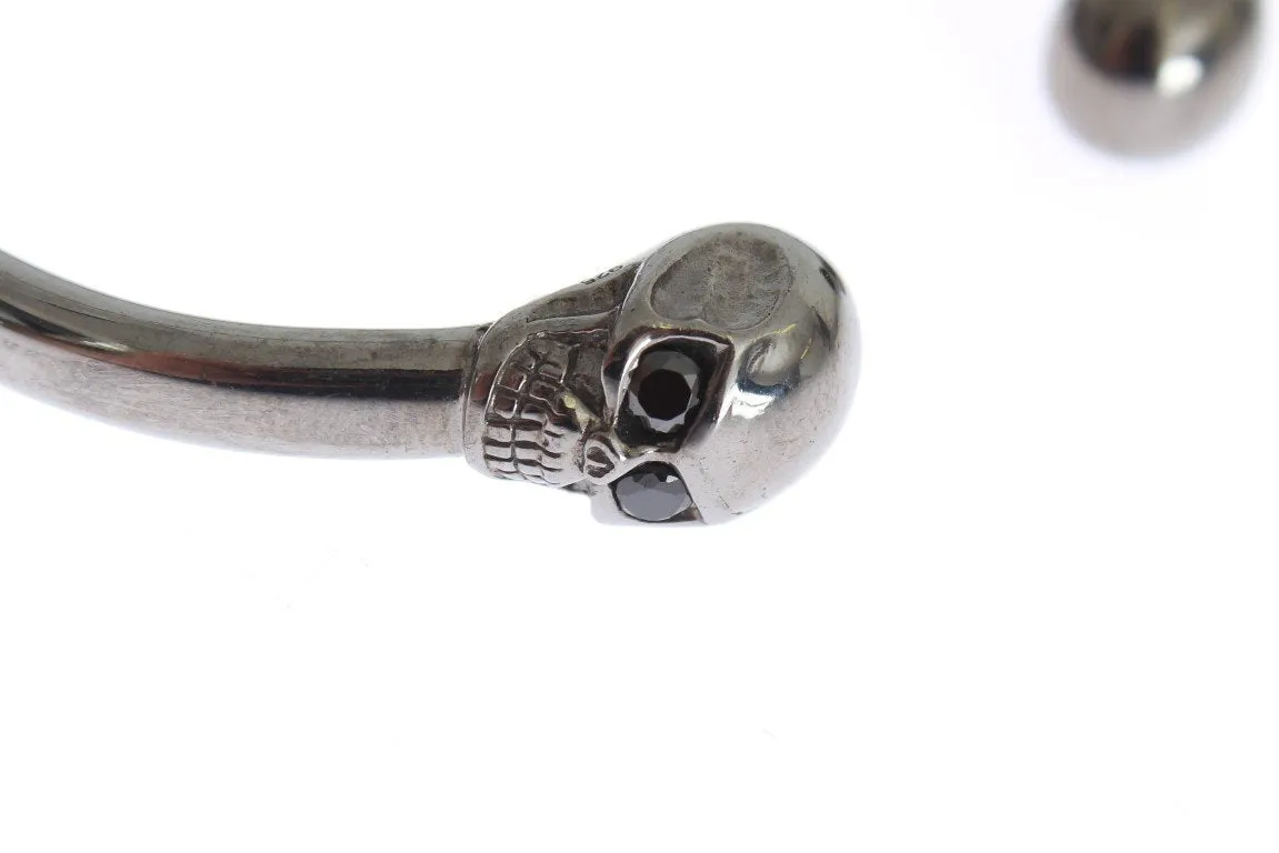 Gray Skull 925 Sterling Bangle Bracelet