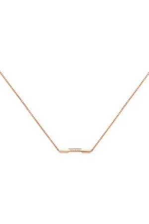 Gucci 18K Rose Gold Link To Love Bar Necklace
