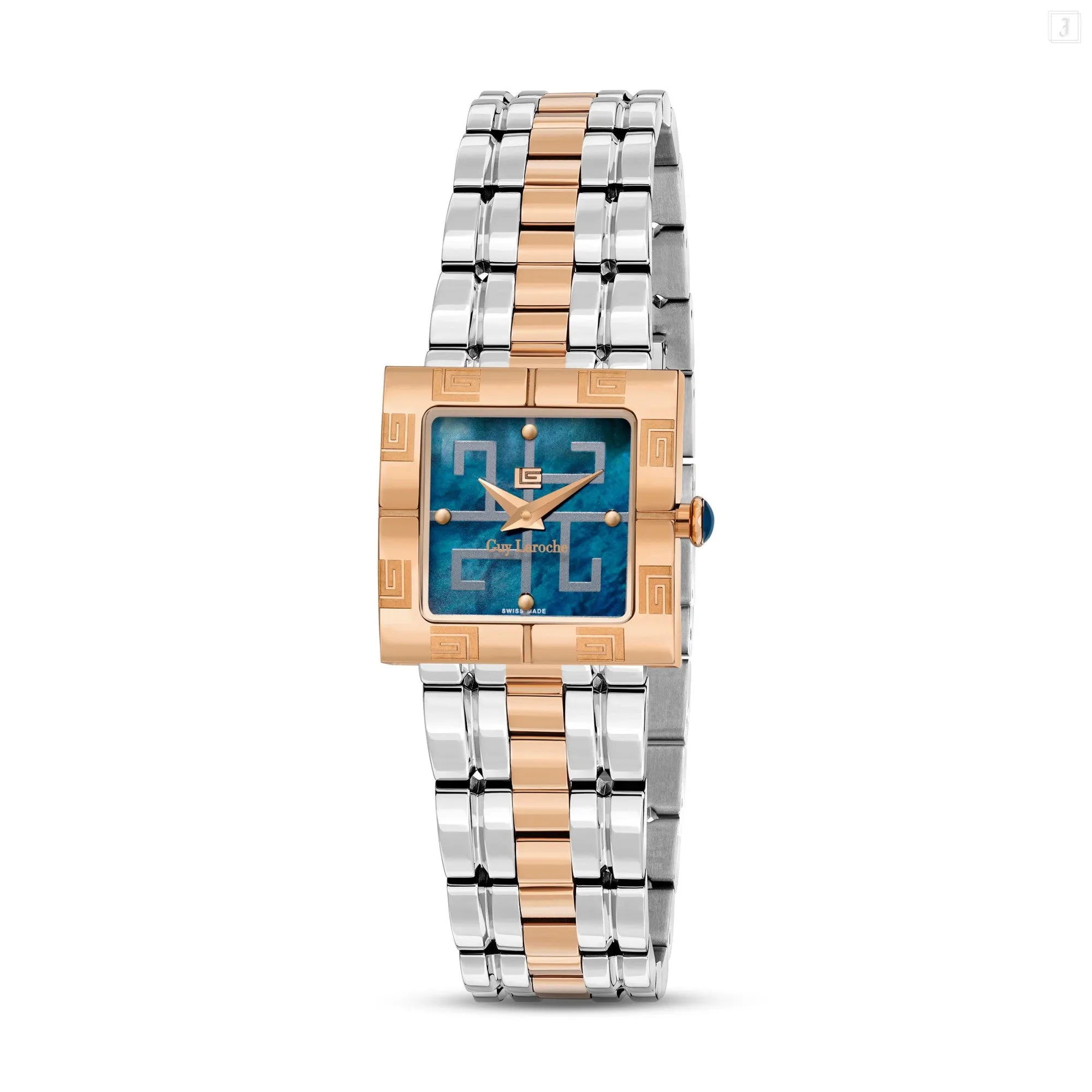 Guy Laroche Camille Ladies Blue MOP Dial Stainless Steel Rose Gold Watch