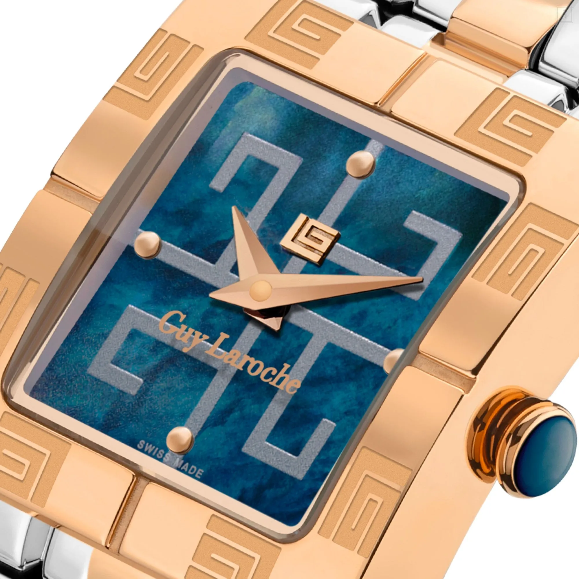 Guy Laroche Camille Ladies Blue MOP Dial Stainless Steel Rose Gold Watch