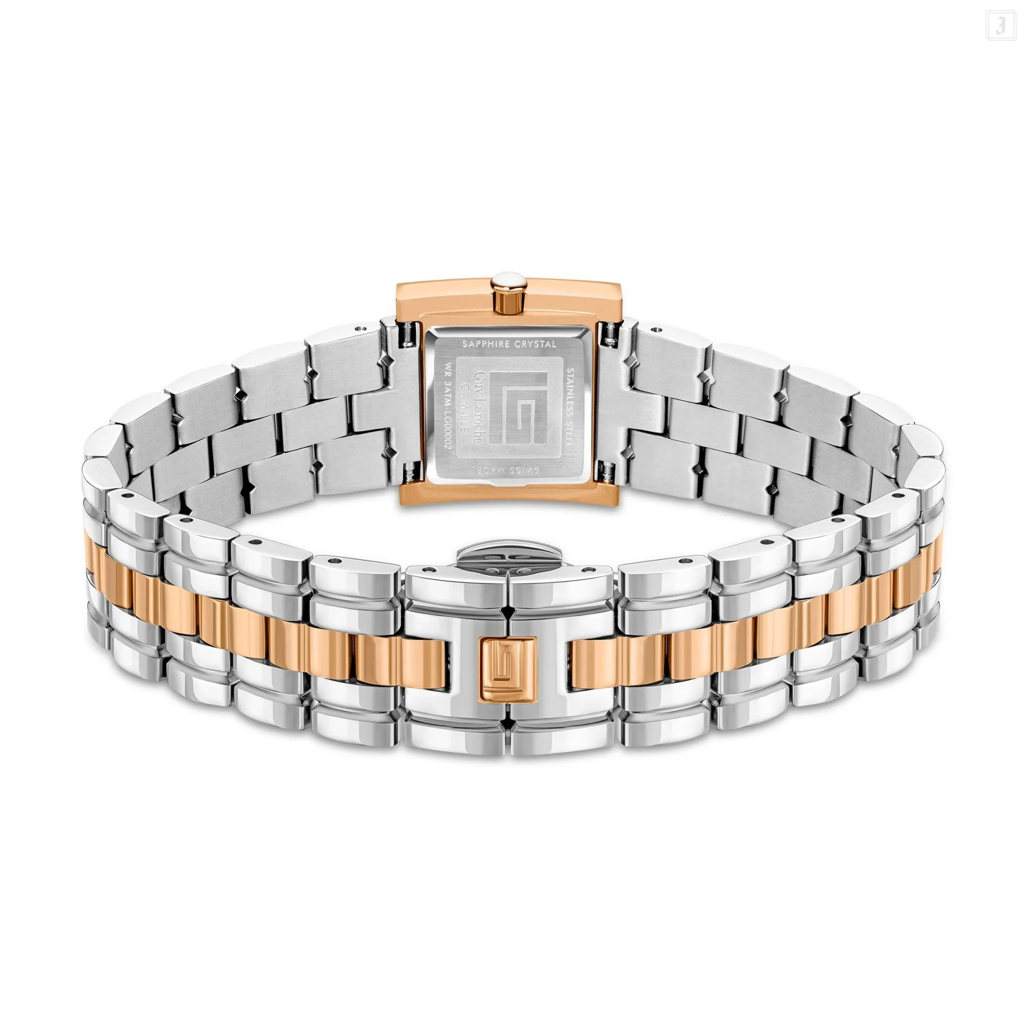 Guy Laroche Camille Ladies Blue MOP Dial Stainless Steel Rose Gold Watch