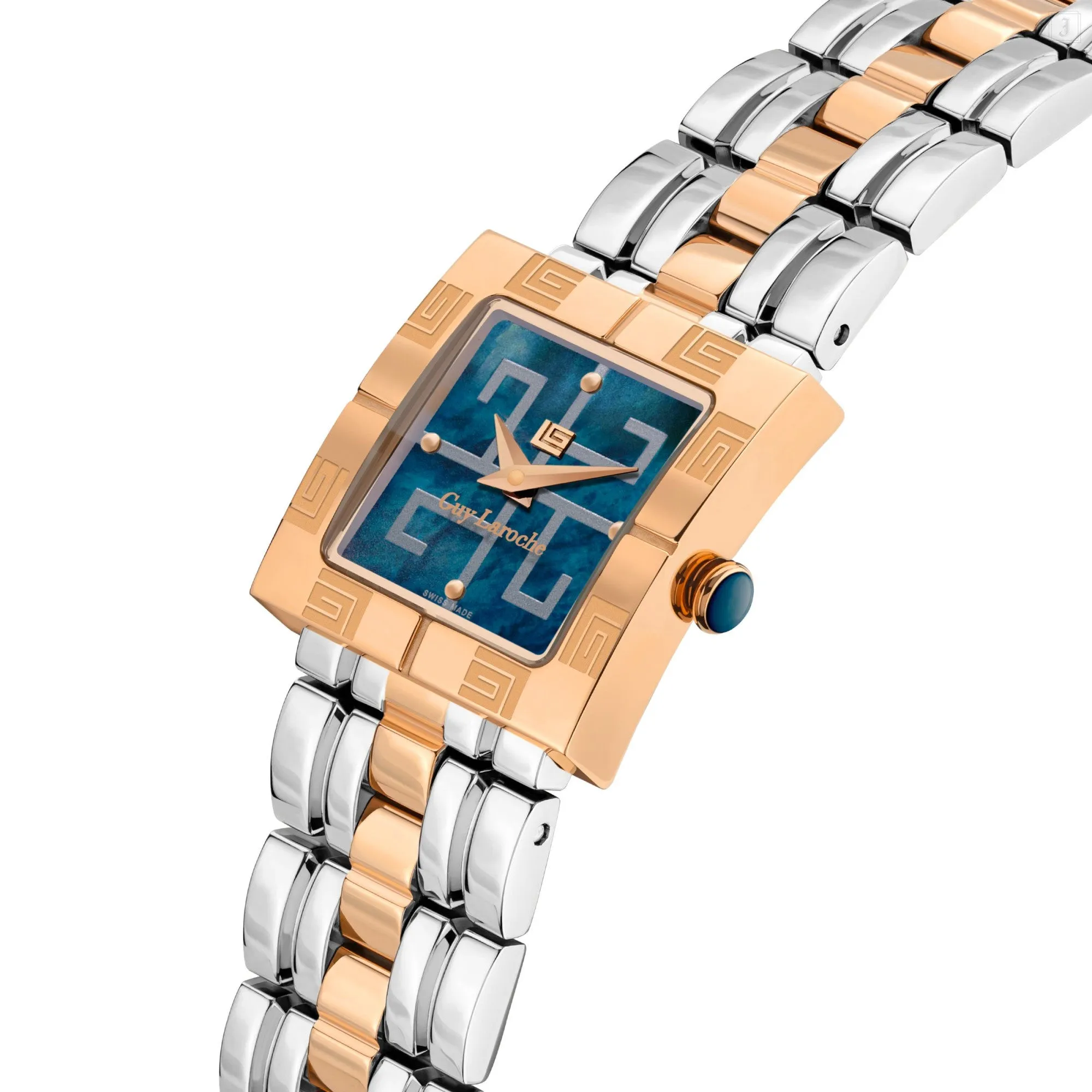 Guy Laroche Camille Ladies Blue MOP Dial Stainless Steel Rose Gold Watch