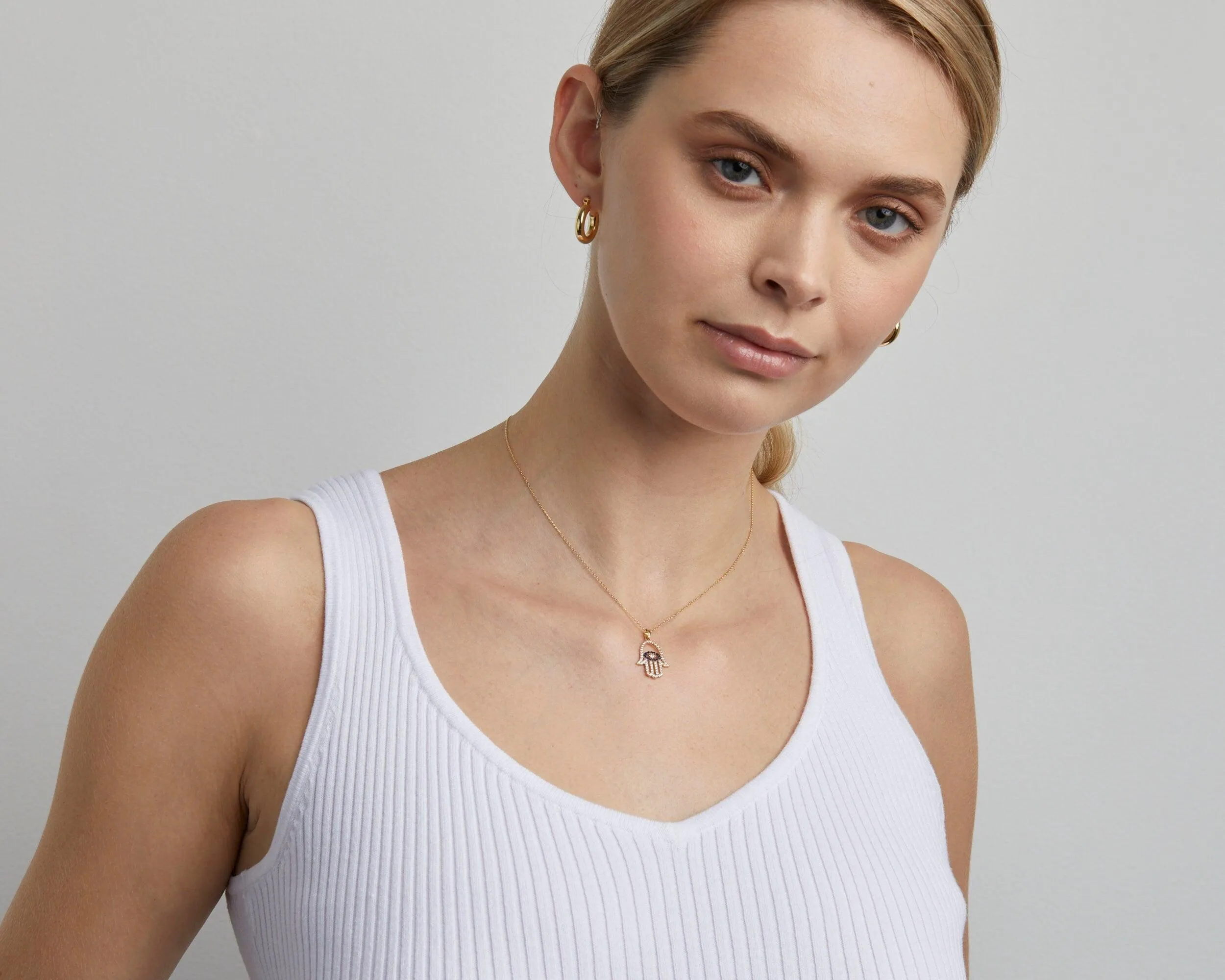 Hamsa Necklace - 18K Gold Vermeil