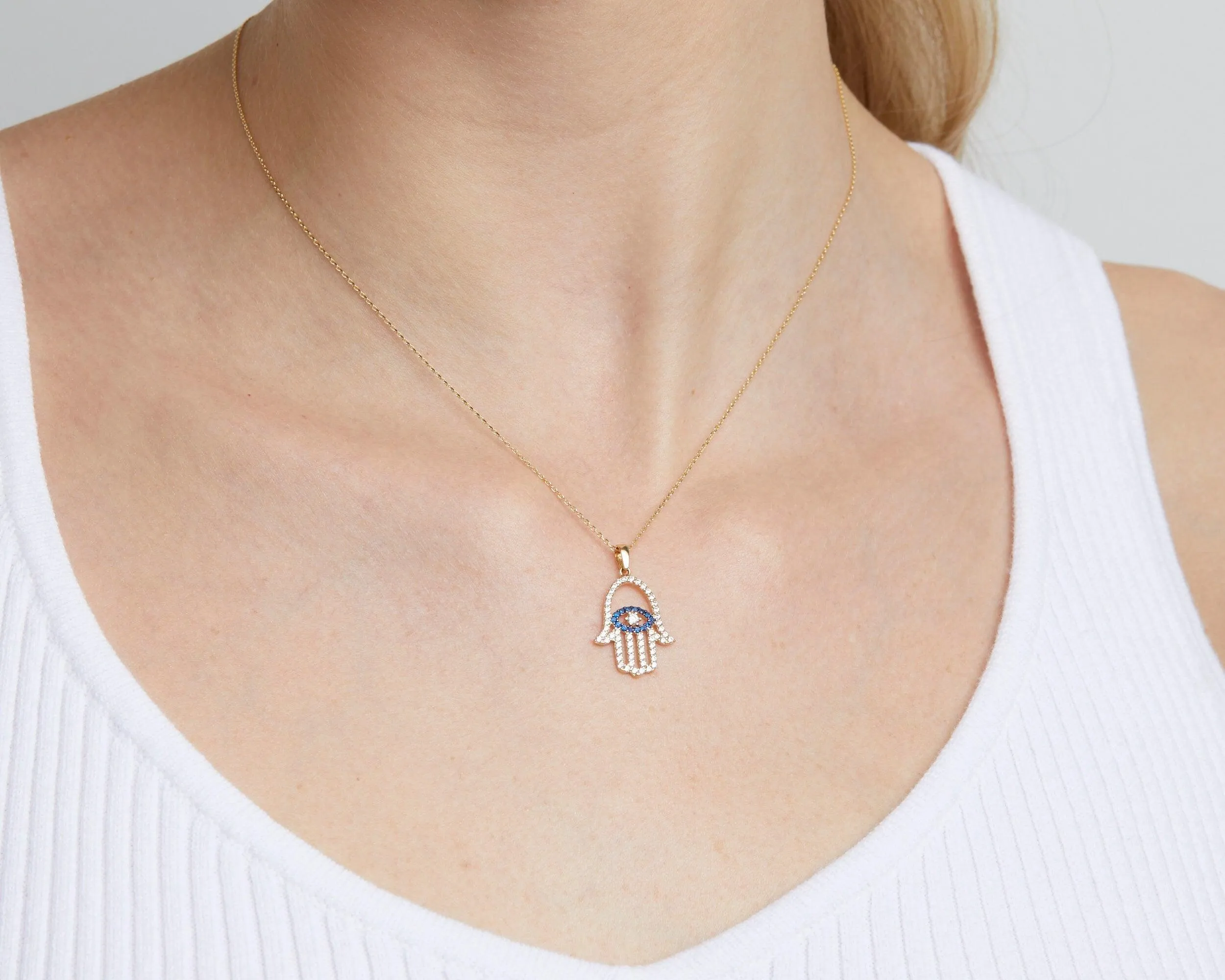 Hamsa Necklace - 18K Gold Vermeil