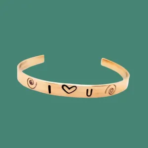 Handcrafted Copper Bracelet Cuff – Stamped with Meaningful Words & Symbols, 6" Length