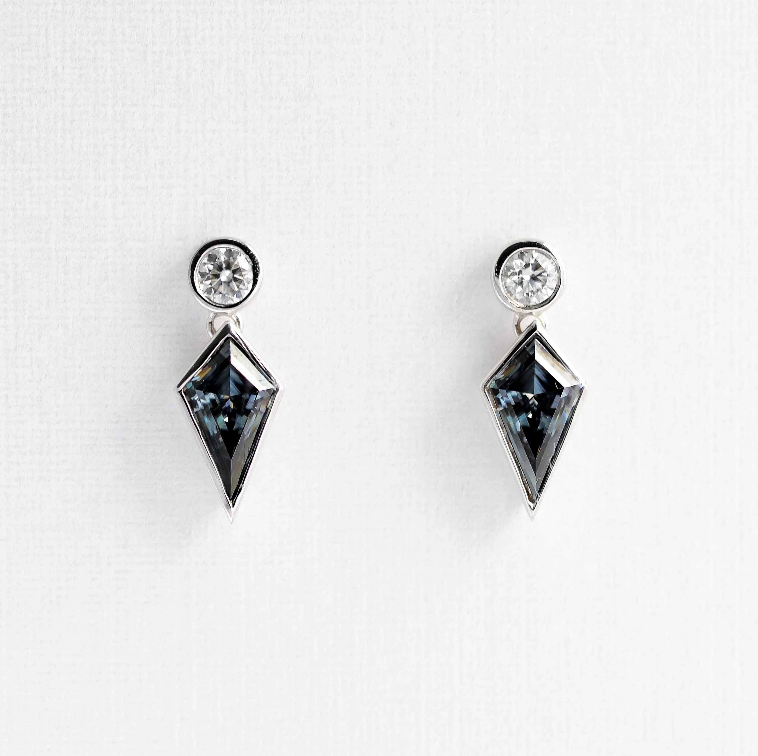 Harper | Kite Cut Gray Moissanite Geometric Drop Earrings