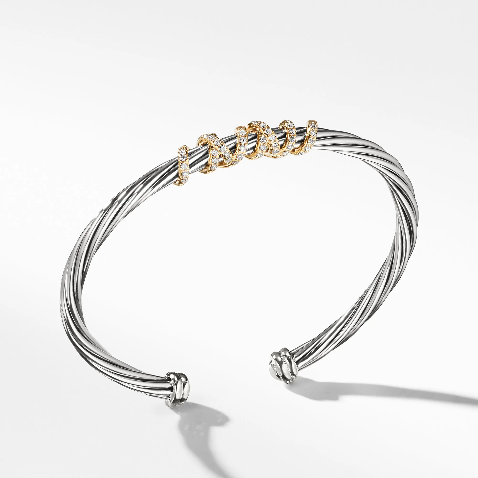 Helena Center Station Bracelet with Diamonds and 18K Gold, 4mm, Size Medium