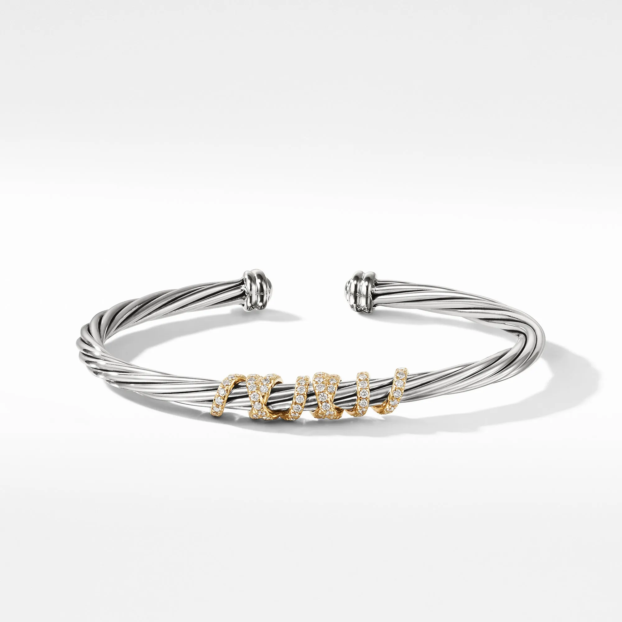 Helena Center Station Bracelet with Diamonds and 18K Gold, 4mm, Size Medium