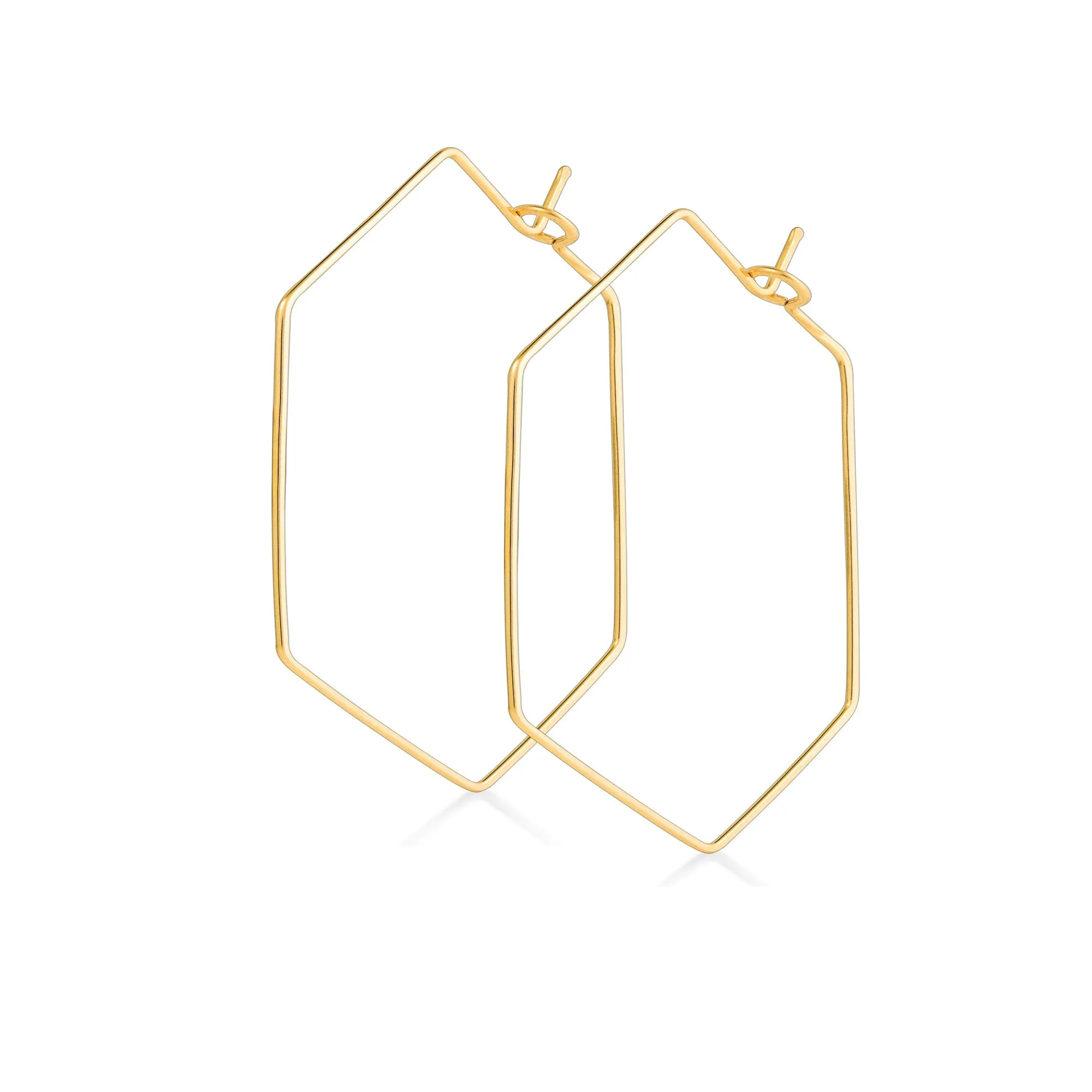 Hexagon Geometric Sterling Silver Hoops - Long Polygon Hoops