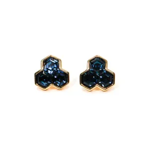Hexagonal Blue Rhinestone Earrings by Swarovski