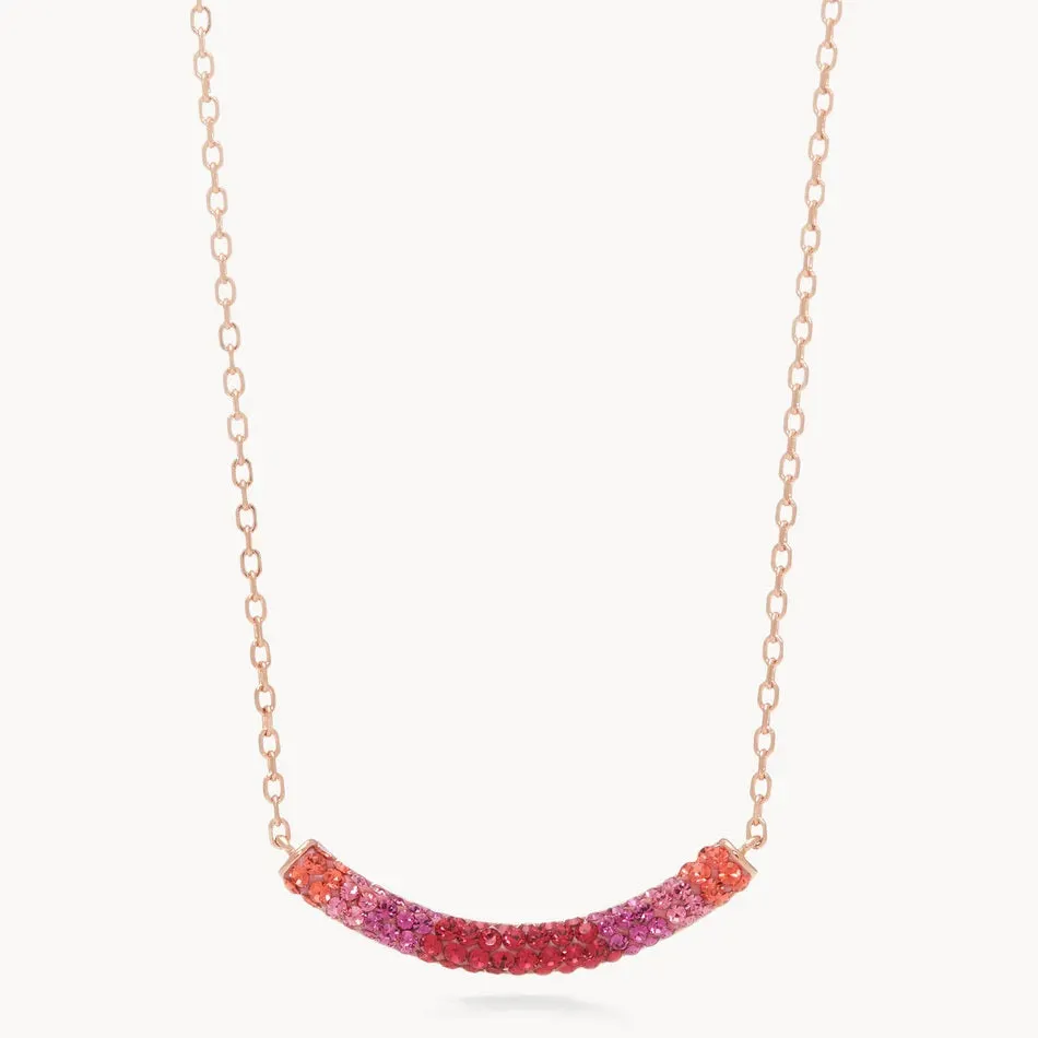 Hillberg & Berk Sterling Silver Rose Plated Prismatic Pink Holiday Curved Bar Necklace