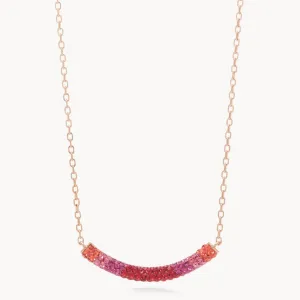 Hillberg & Berk Sterling Silver Rose Plated Prismatic Pink Holiday Curved Bar Necklace