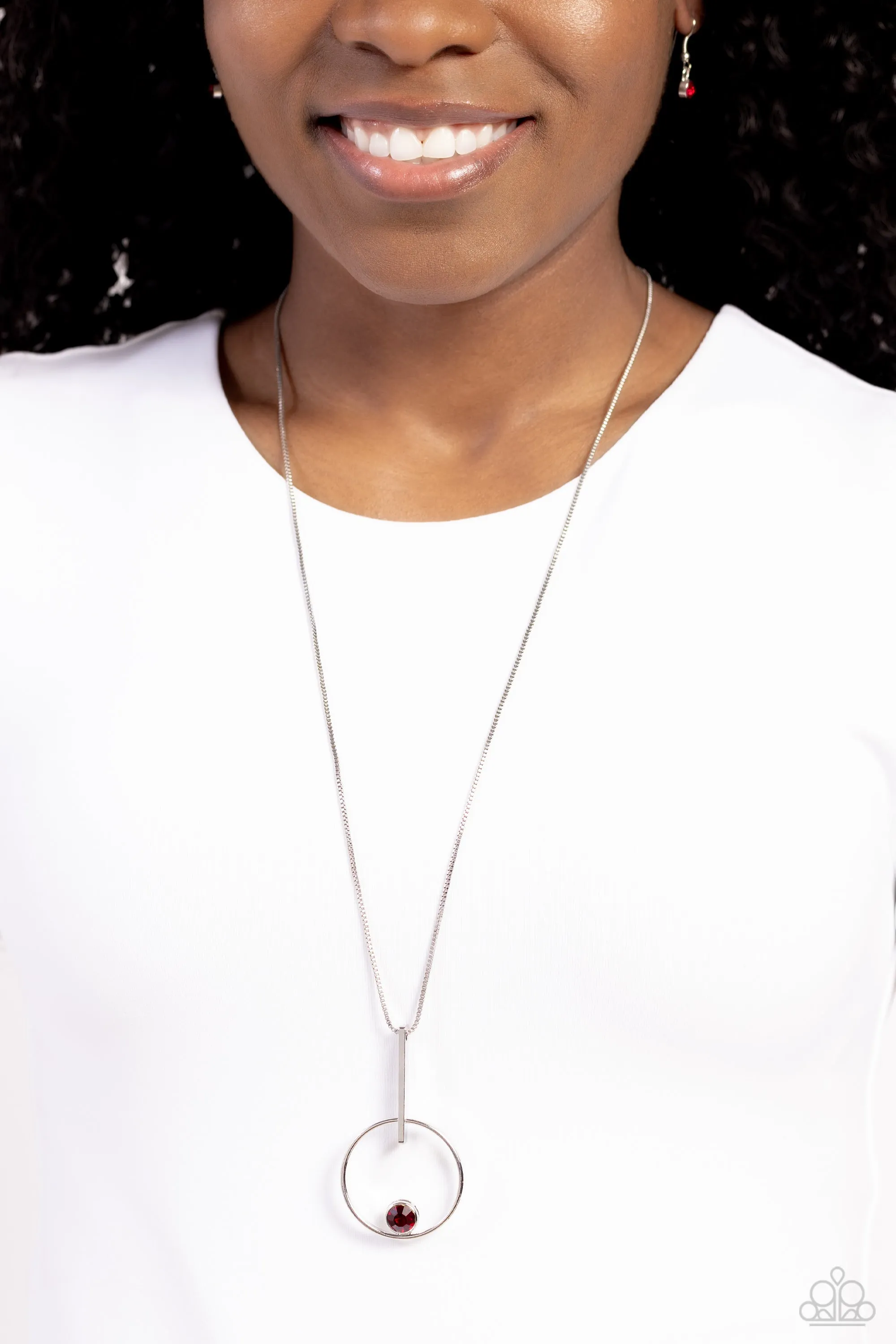 Hooped Theory - Red (Rhinestone Pendant) Necklace