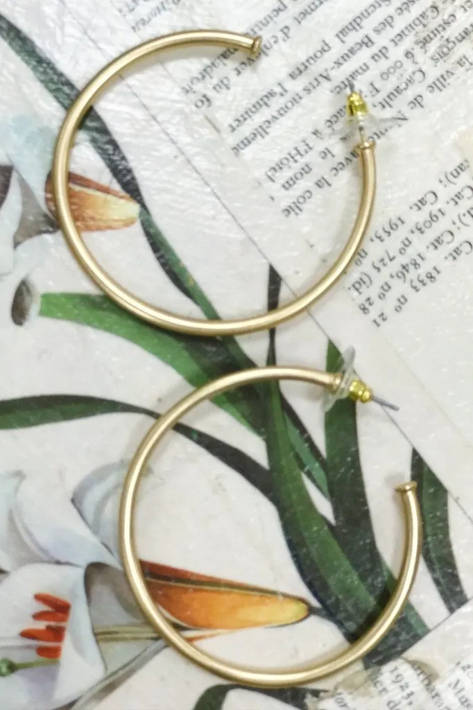 Hoops Earrings, Matte Gold - Drop Shipping Only