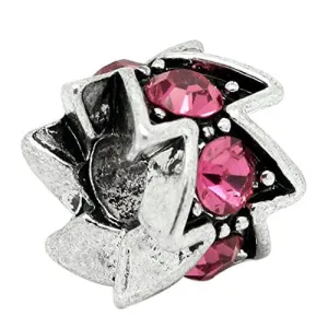 Hot Pink  Rhinestone Spacer Bead European Bead Compatible for Most European Snake Chain Charm Bracelet