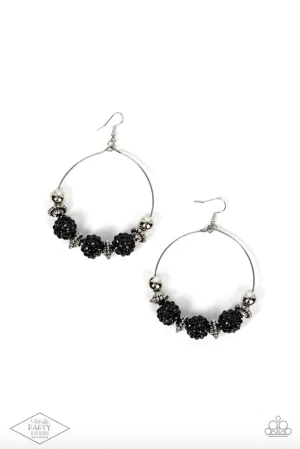 I Can Take a Compliment Black Rhinestone Beads Paparazzi Hoop Paparazzi Earrings