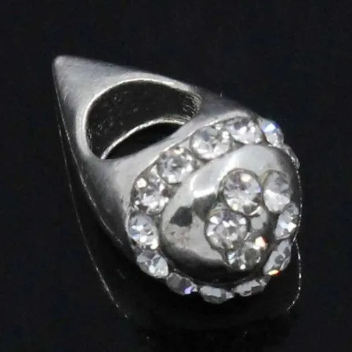 Ice Cream Cone Charm W/clear  Crystals Spacer Beads For Snake Chain Charm Bracelet