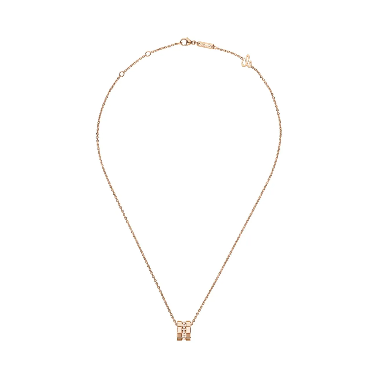 Ice Cube Ethical Rose Gold Diamonds Pendant Necklace