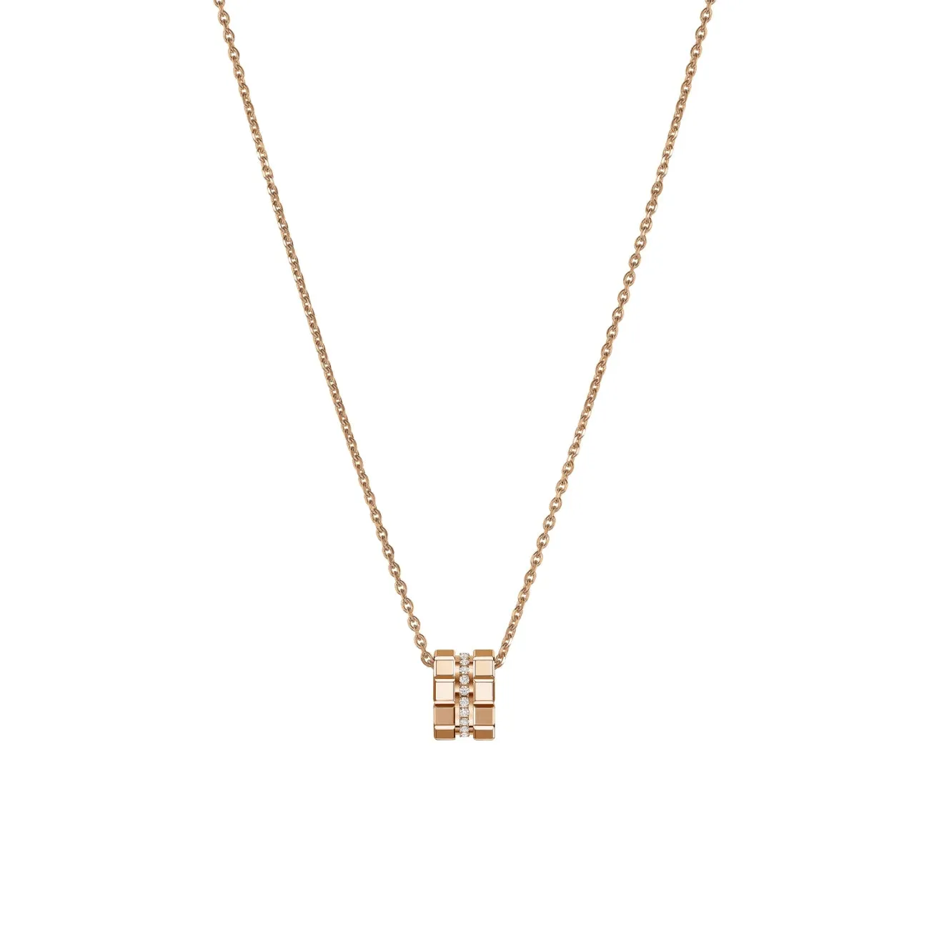 Ice Cube Ethical Rose Gold Diamonds Pendant Necklace