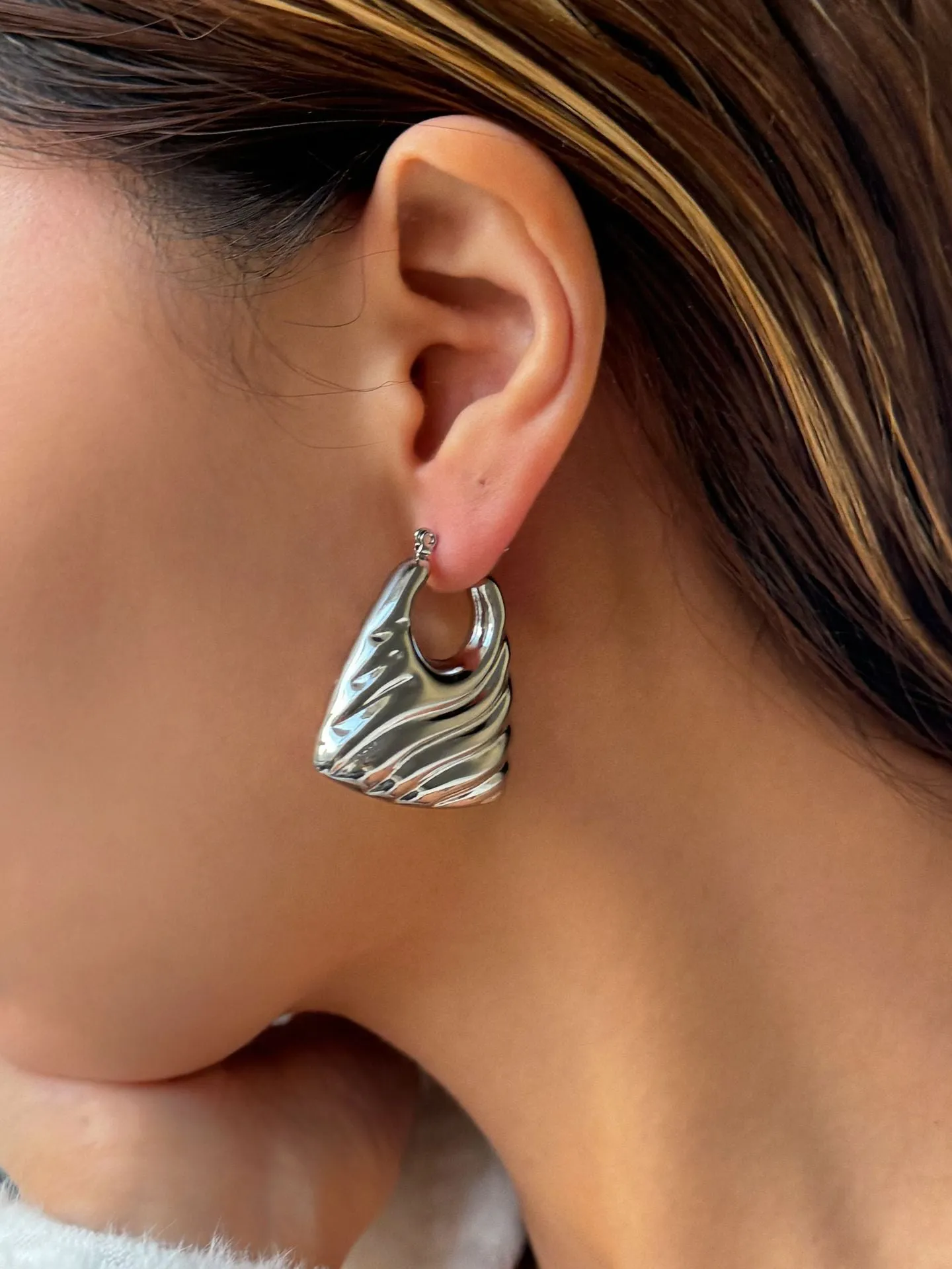 IG Style Geometric Titanium Steel 18K Gold Plated Earrings