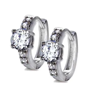 Jose Jay's Engagement Ring Style Sterling & CZ Hoop Earrings