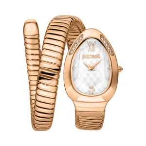 Just Cavalli Snake Shape Women's Rose Gold Watch with Silver Dial