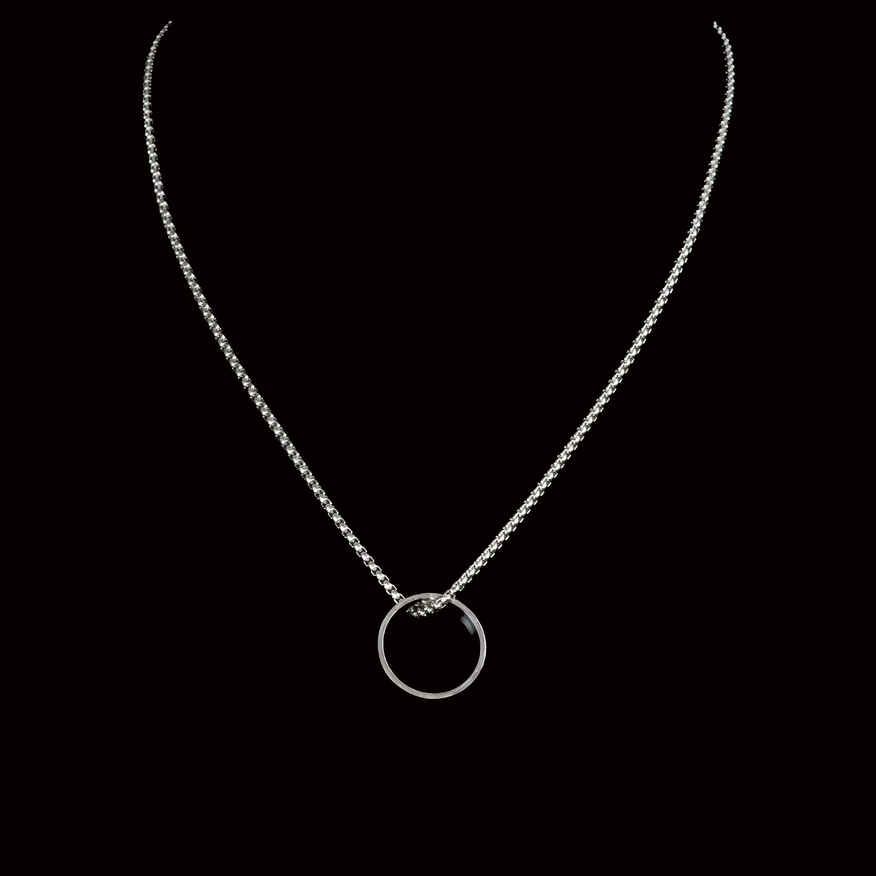 Kade Golden Box Chain Necklace with Ring Pendant