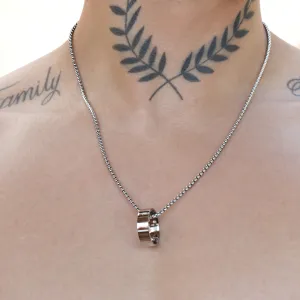 Kade Golden Box Chain Necklace with Ring Pendant