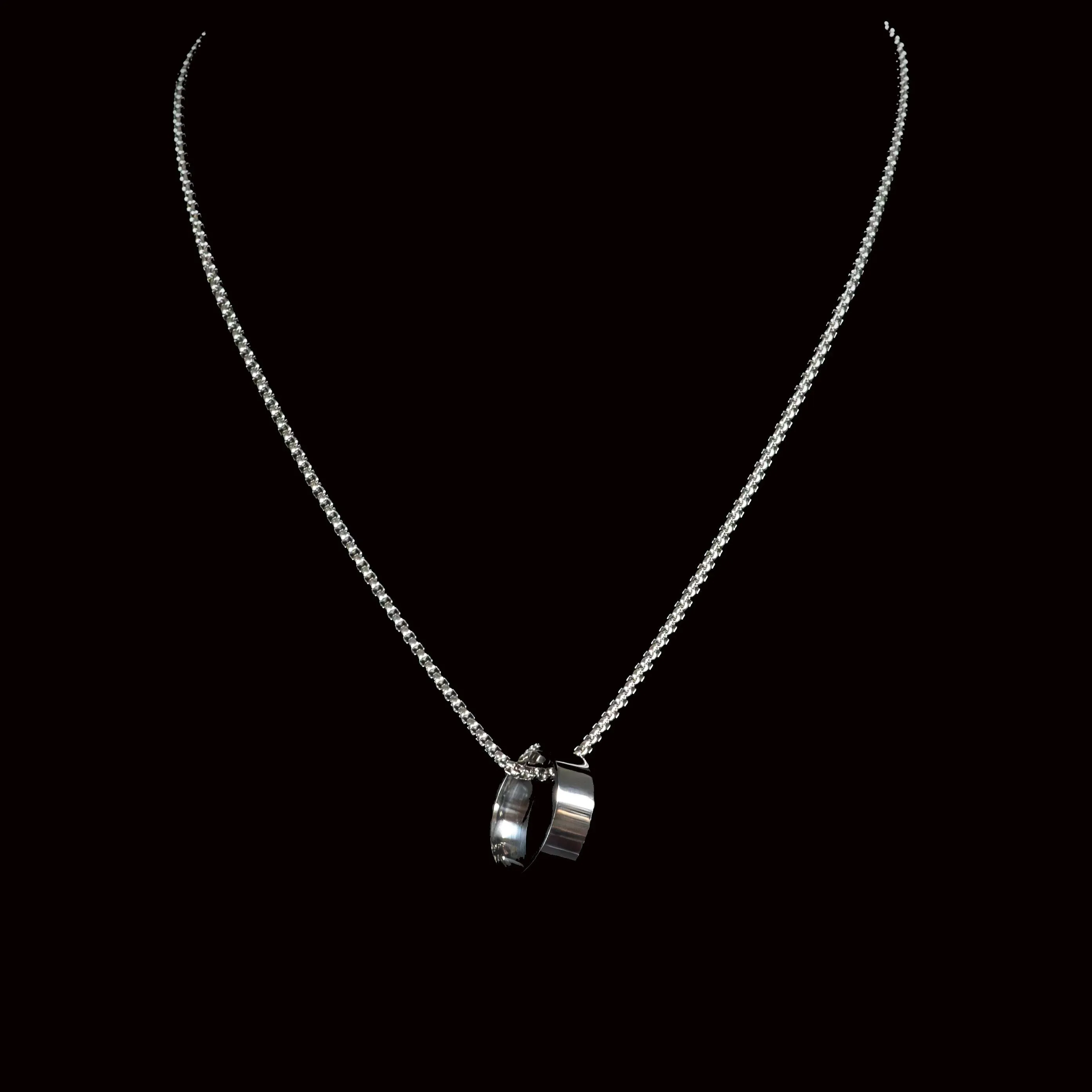 Kade Golden Box Chain Necklace with Ring Pendant