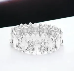 KARA - clear pave accented marquise rhinestone stretch bracelet