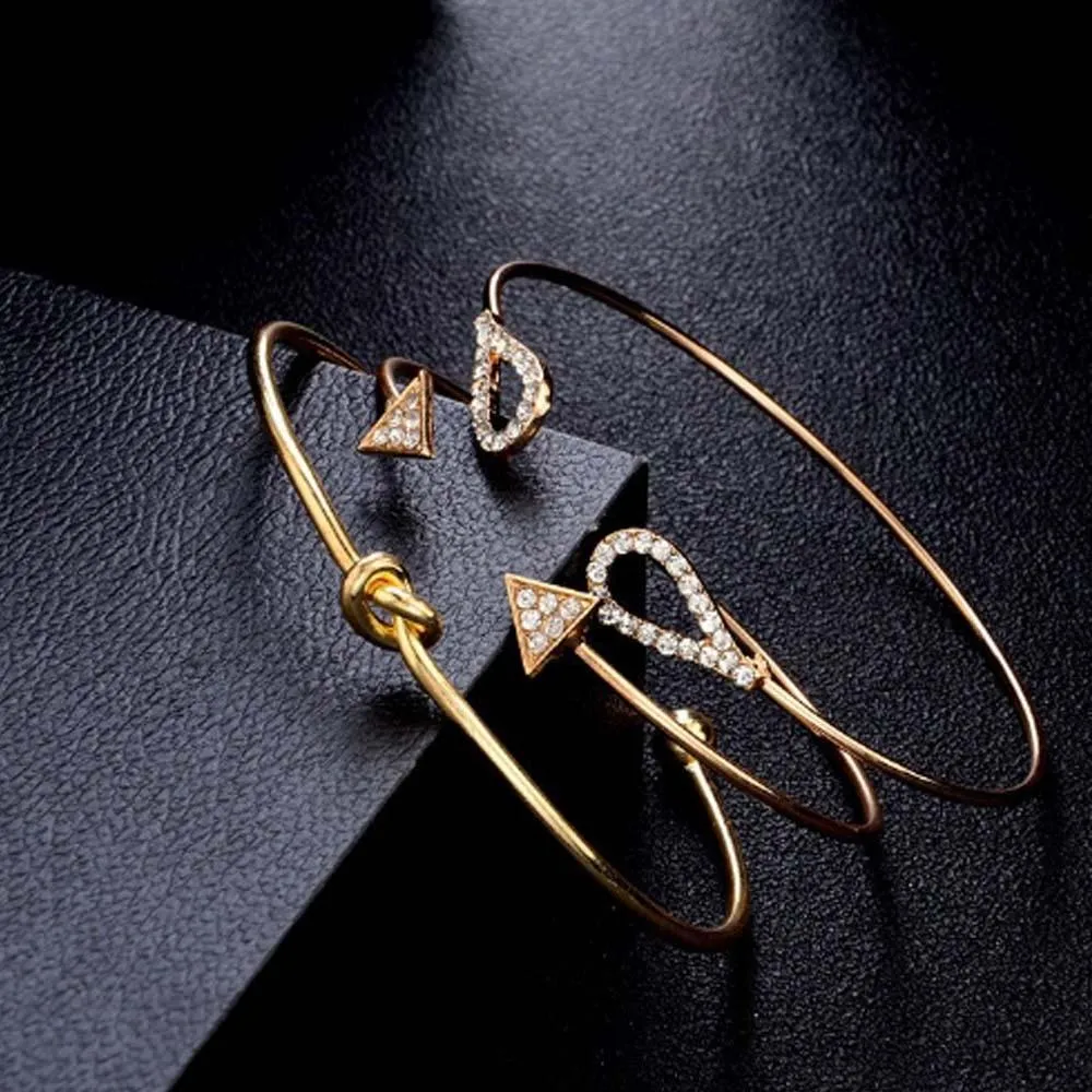 Knot Arrow Cuff Bracelet Set - Set of 3 Pcs